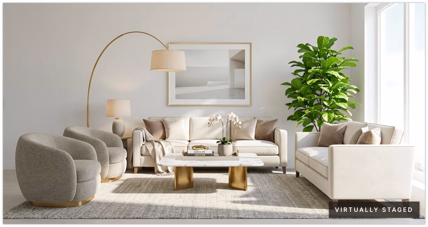 Virtually staged room